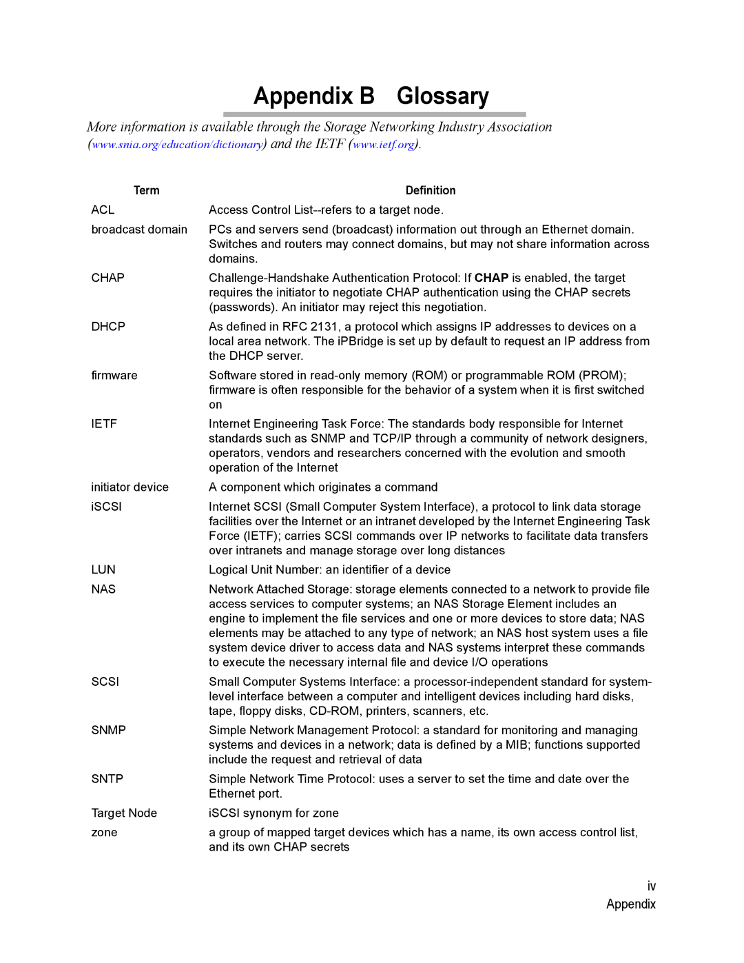 ATTO Technology 2700C operation manual Appendix B Glossary, Term Definition 