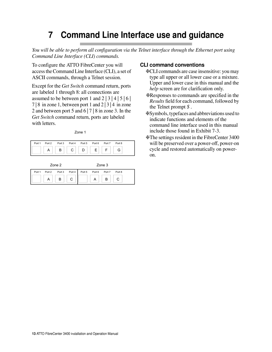 ATTO Technology 3400 operation manual Command Line Interface use and guidance, CLI command conventions 