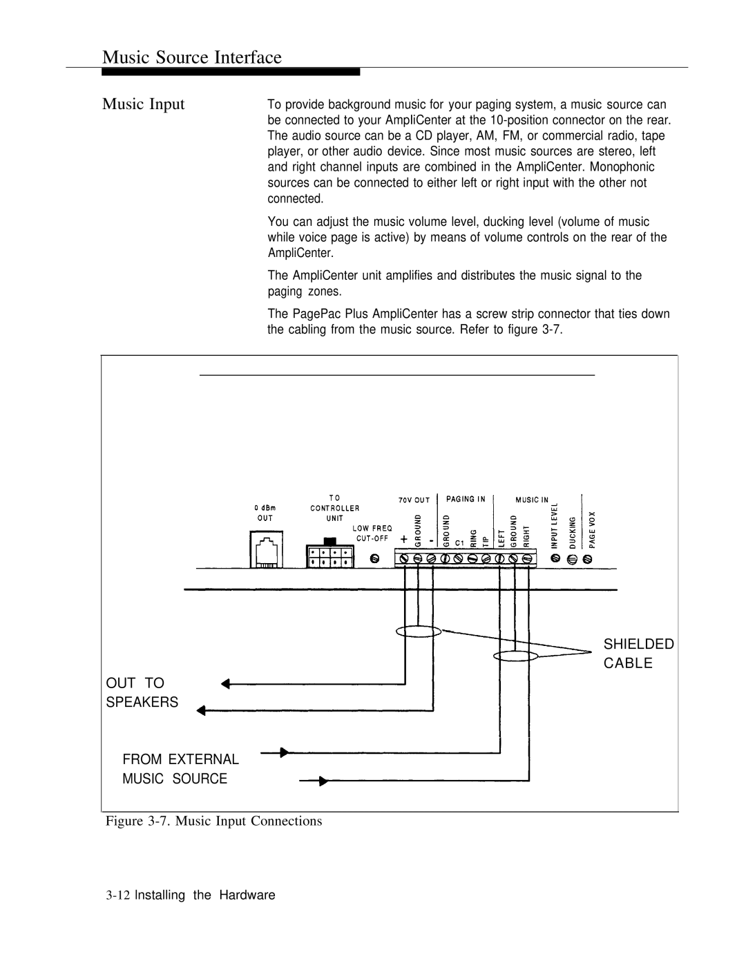 ATTO Technology 463-248-202 manual Music Source Interface, Music Input Connections 