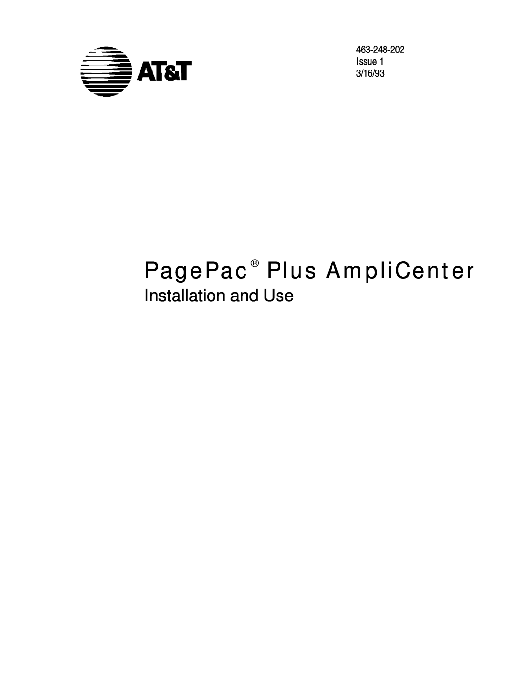ATTO Technology 463-248-202 manual Issue 3/16/93, PagePac Plus AmpliCenter, Installation and Use 