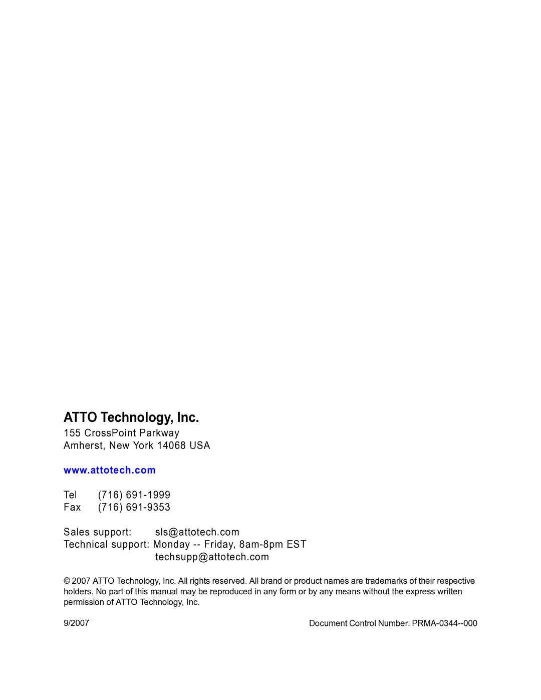 ATTO Technology FC-41ES, FC-21PS, FC-41EL operation manual Atto Technology, Inc 