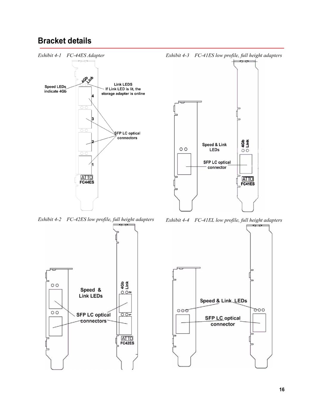 ATTO Technology FC-21PS, FC-41EL, FC-41ES operation manual Bracket details 