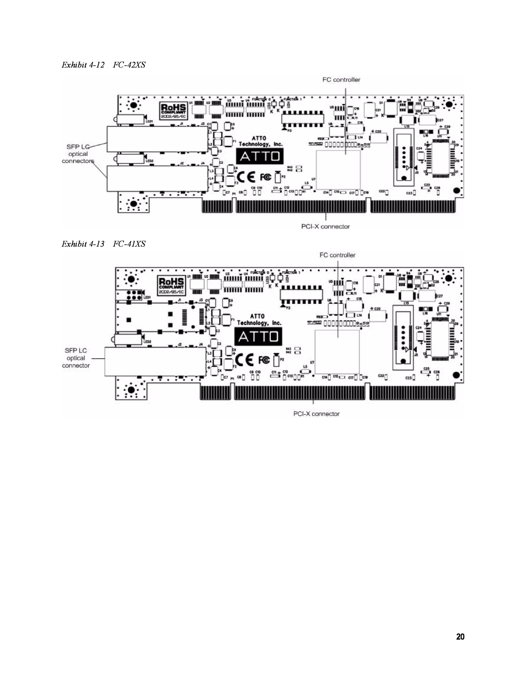 ATTO Technology FC-41EL, FC-21PS, FC-41ES operation manual Exhibit 4-12 FC-42XS Exhibit 4-13 FC-41XS 