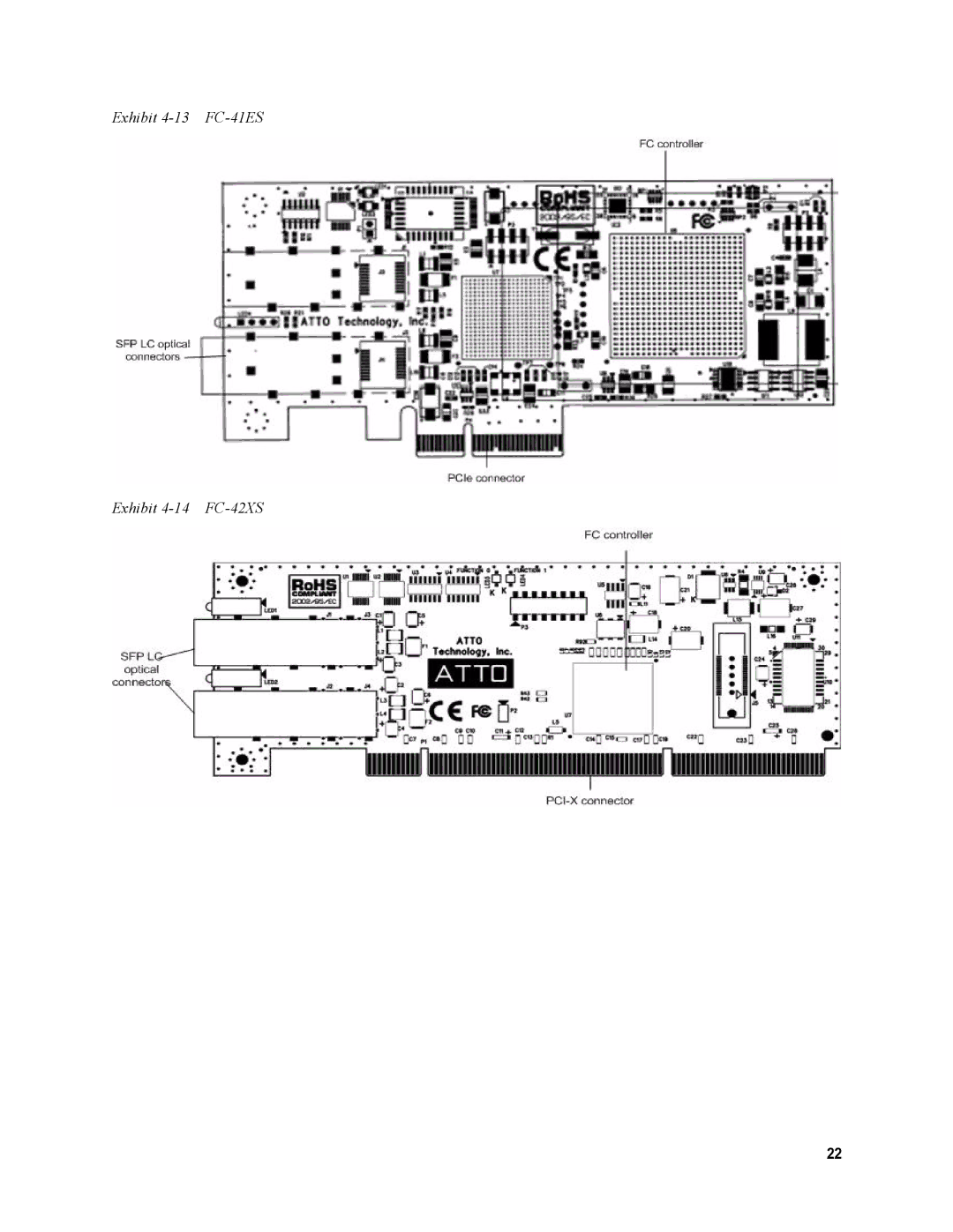 ATTO Technology FC-44ES, FC-21PS, FC-41XS, FC-42ES, FC-41EN, FC-42EN operation manual Exhibit 4-13 FC-41ES Exhibit 4-14 FC-42XS 