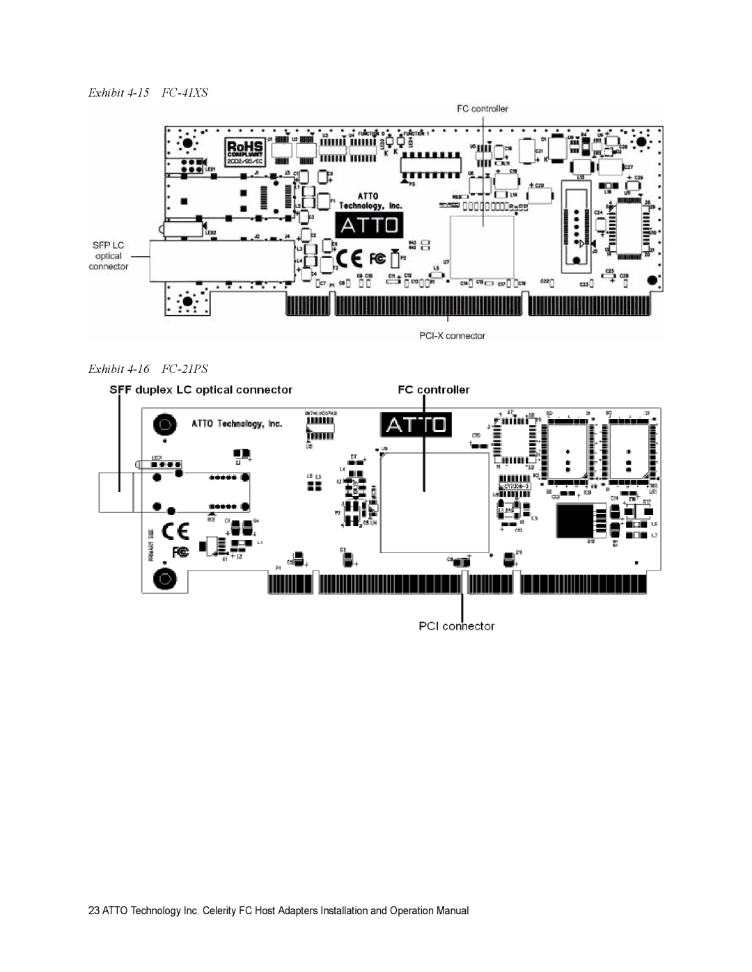 ATTO Technology FC-42ES, FC-42XS, FC-44ES, FC-41ES, FC-41EN, FC-42EN operation manual Exhibit 4-15 FC-41XS Exhibit 4-16 FC-21PS 