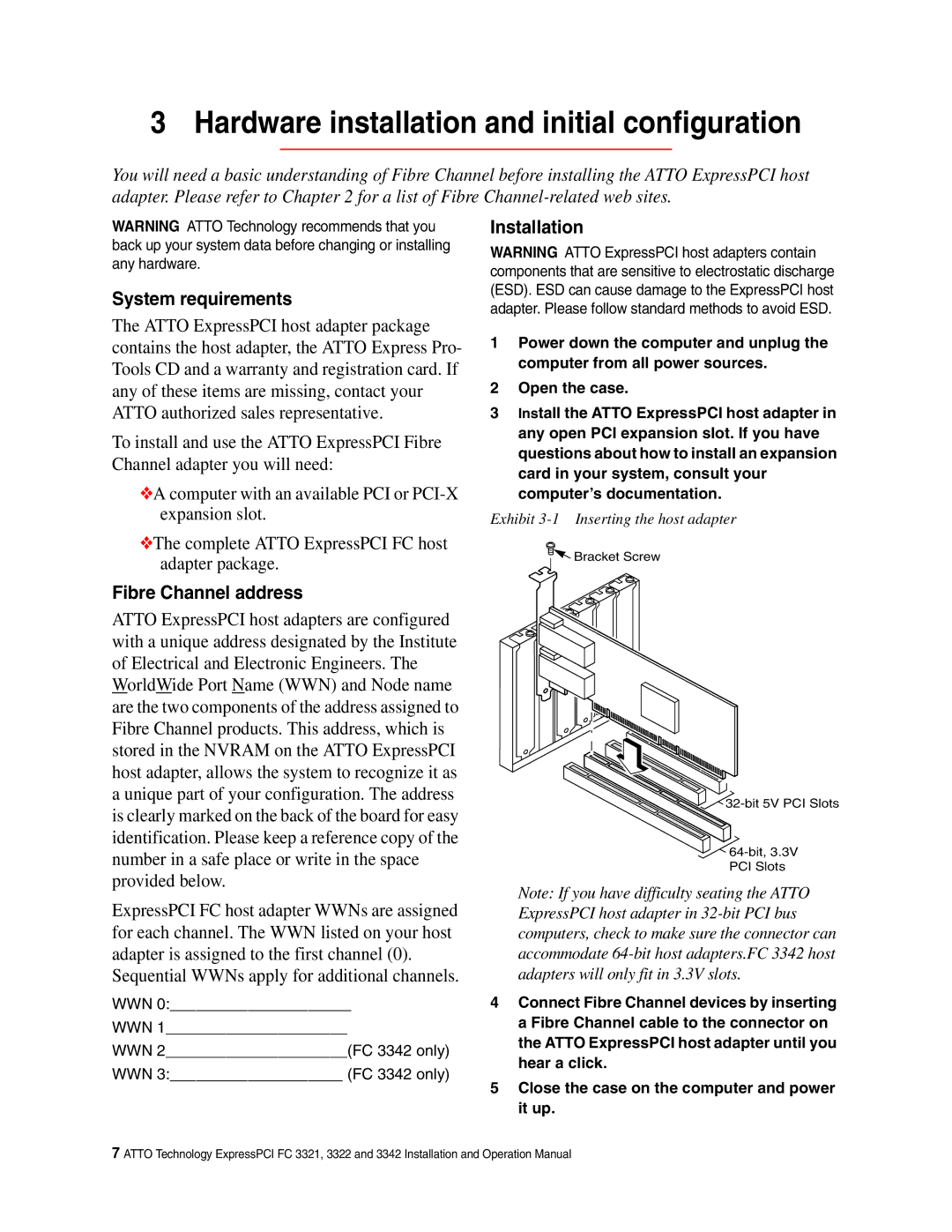 ATTO Technology FC 3321, FC 3322, FC 3342 Hardware installation and initial configuration, Fibre Channel address 