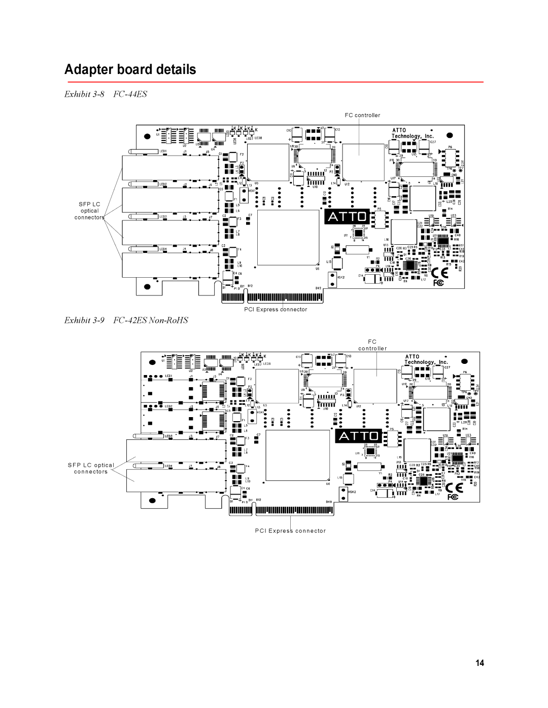 ATTO Technology FC-44ES 4-Gb operation manual Adapter board details 