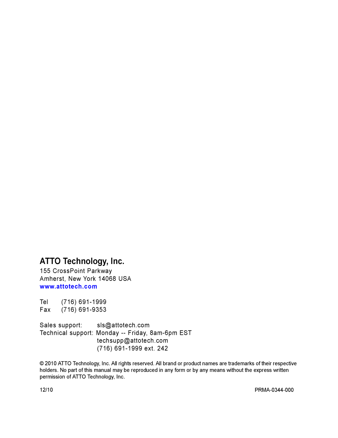 ATTO Technology FC-81EN, FC-84EN, FC-82EN operation manual Atto Technology, Inc 