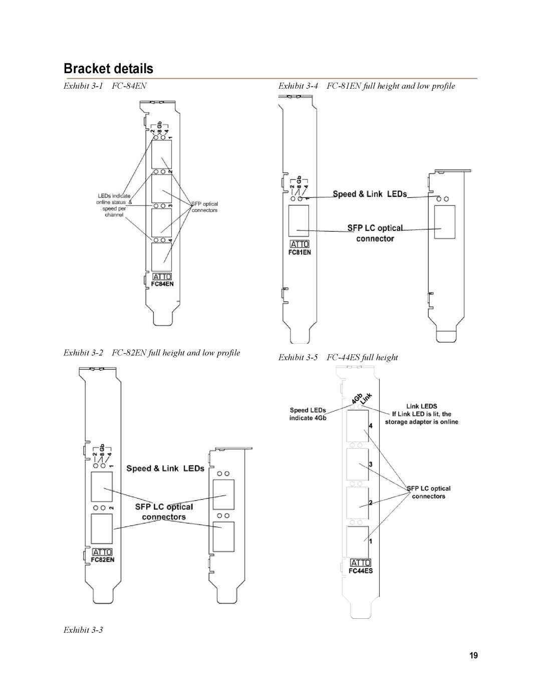 ATTO Technology FC-81EN, FC-84EN, FC-82EN operation manual Bracket details 