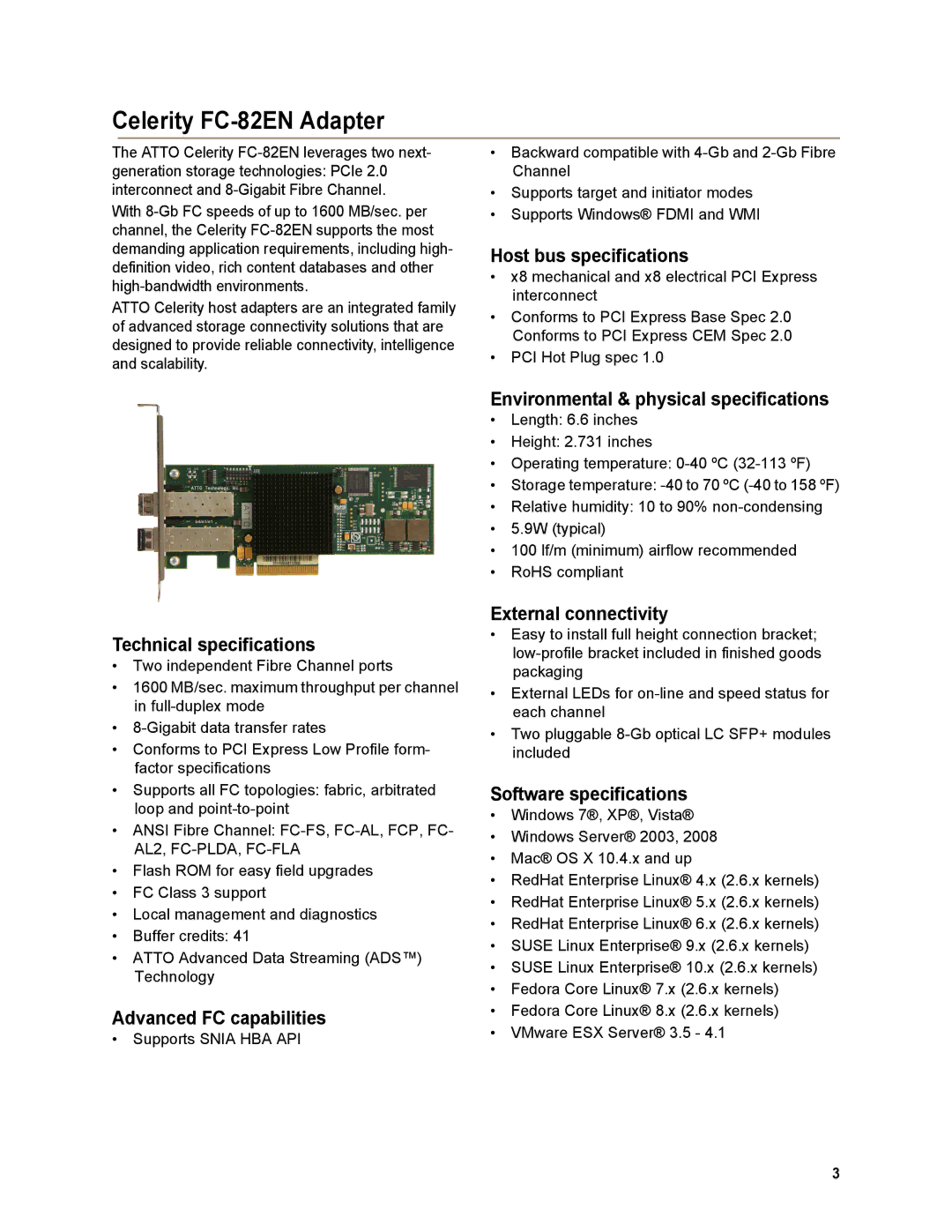 ATTO Technology FC-84EN, FC-81EN operation manual Celerity FC-82EN Adapter 