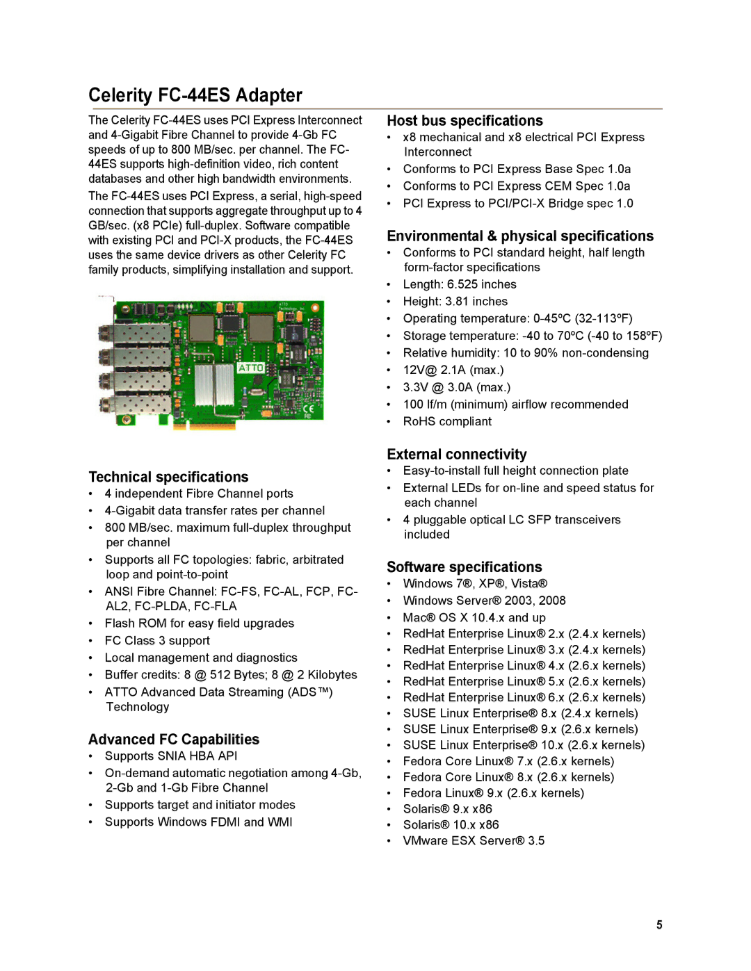 ATTO Technology FC-84EN, FC-82EN, FC-81EN operation manual Celerity FC-44ES Adapter 