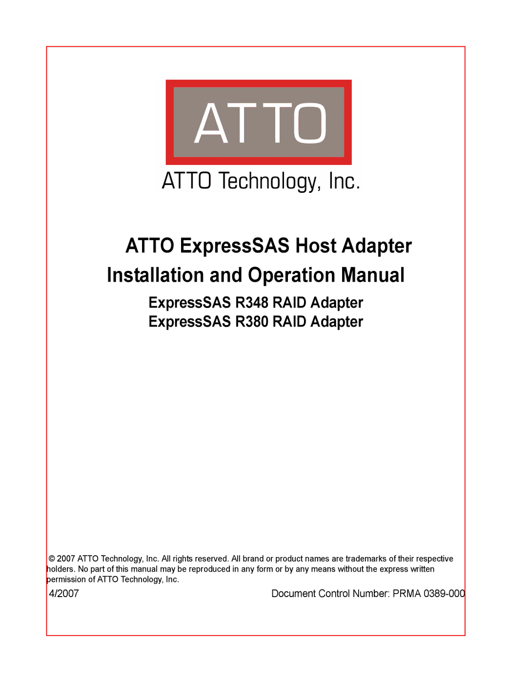 ATTO Technology R348 v operation manual Atto ExpressSAS Host Adapter 