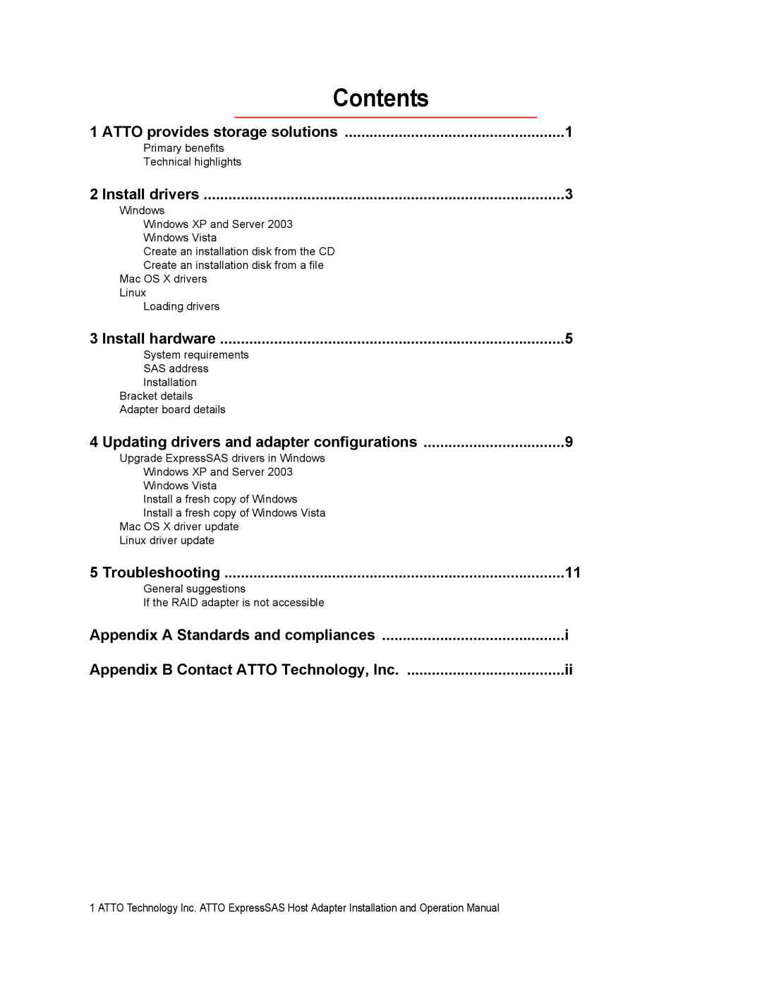 ATTO Technology R348 v operation manual Contents 