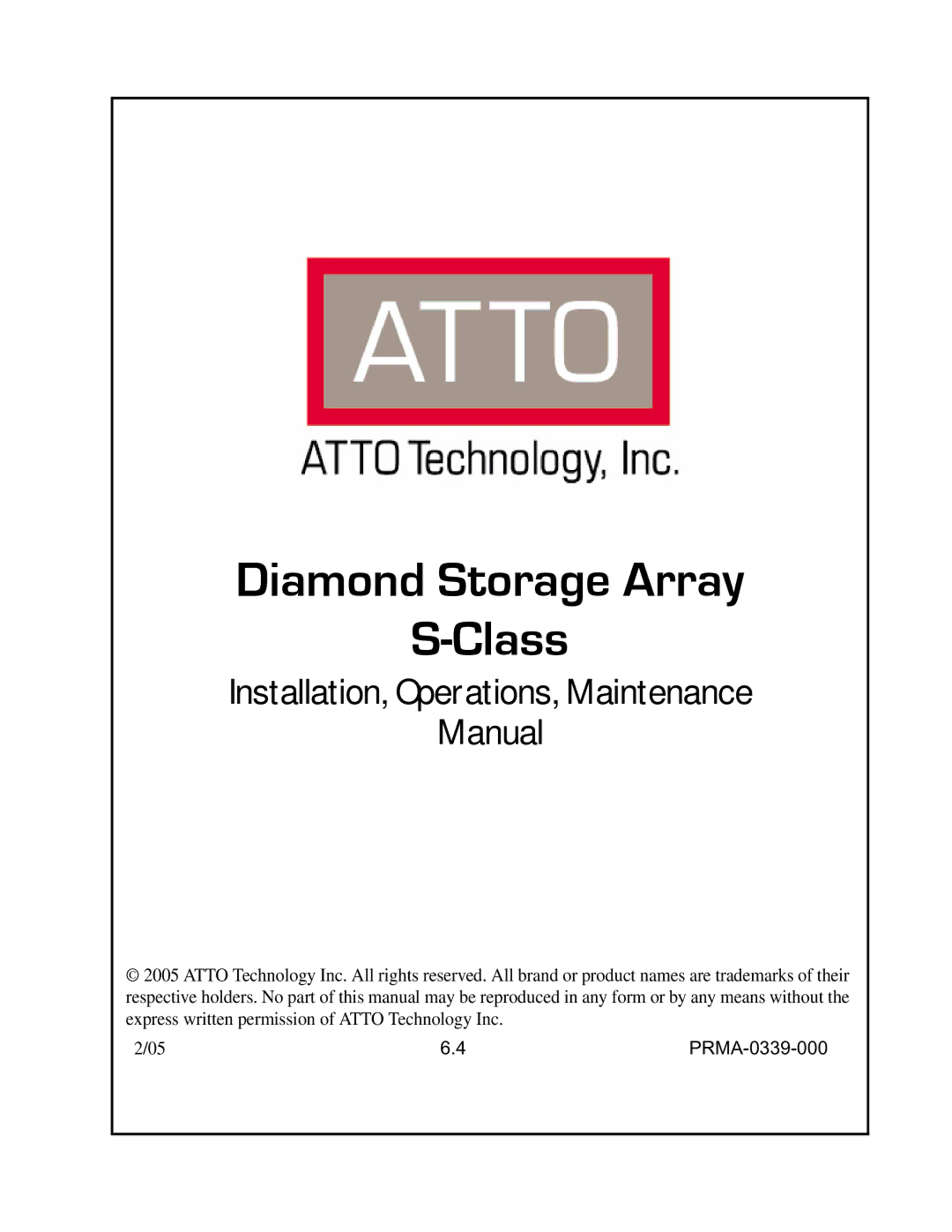 ATTO Technology S-Class manual Diamond Storage Array Class 