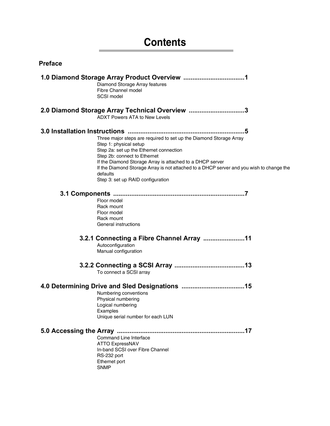 ATTO Technology S-Class manual Contents 