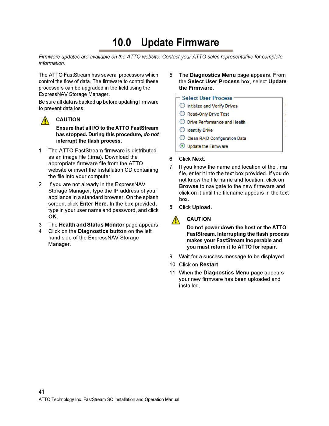 ATTO Technology SC 5700 operation manual Update Firmware, Click Upload 