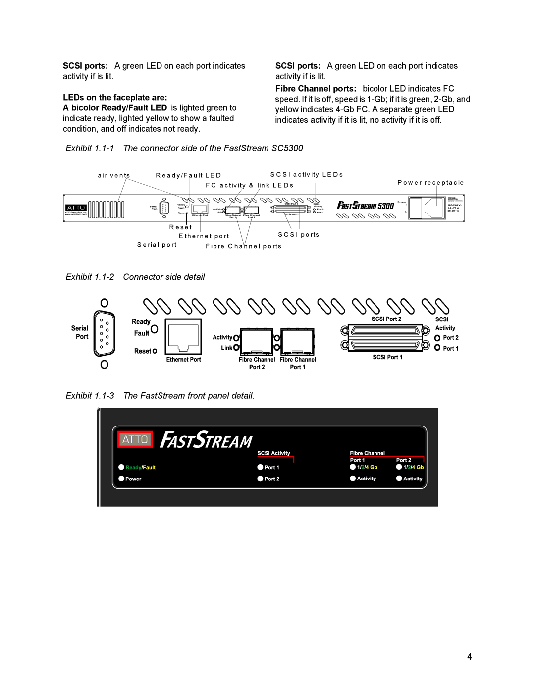 ATTO Technology SC 5700 operation manual Exhibit 1.1-1 The connector side of the FastStream SC5300 