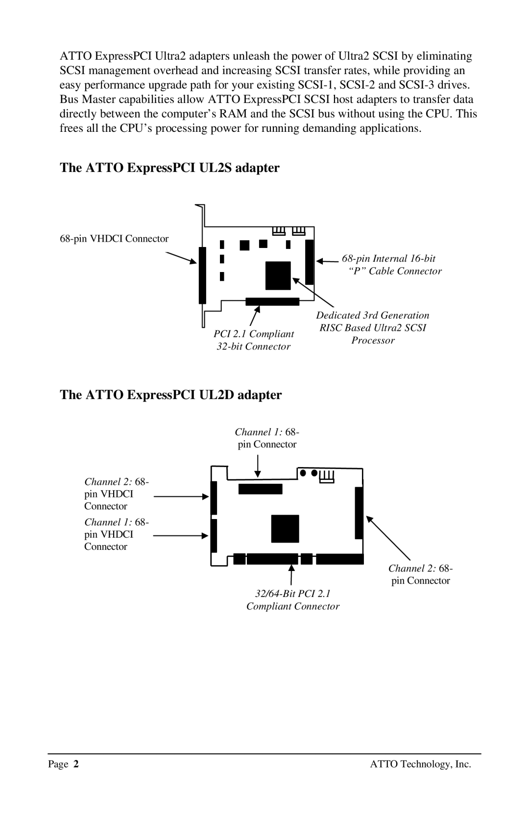 ATTO Technology UL2D, UL25 user manual Atto ExpressPCI UL2S adapter 