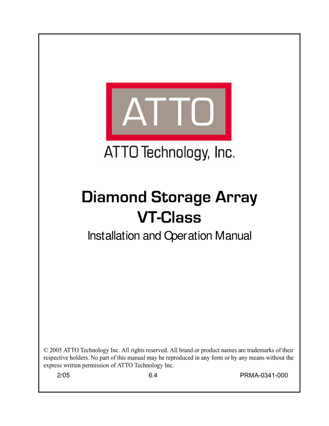 ATTO Technology manual Diamond Storage Array VT-Class 