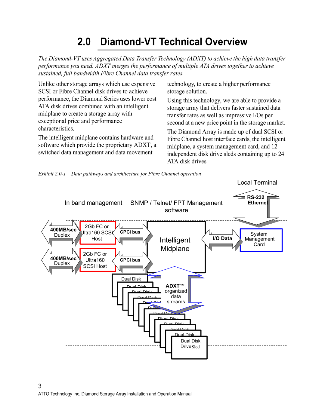 ATTO Technology VT-Class manual Diamond-VT Technical Overview, RS-232, Ethernet, 400MB/sec, Data 