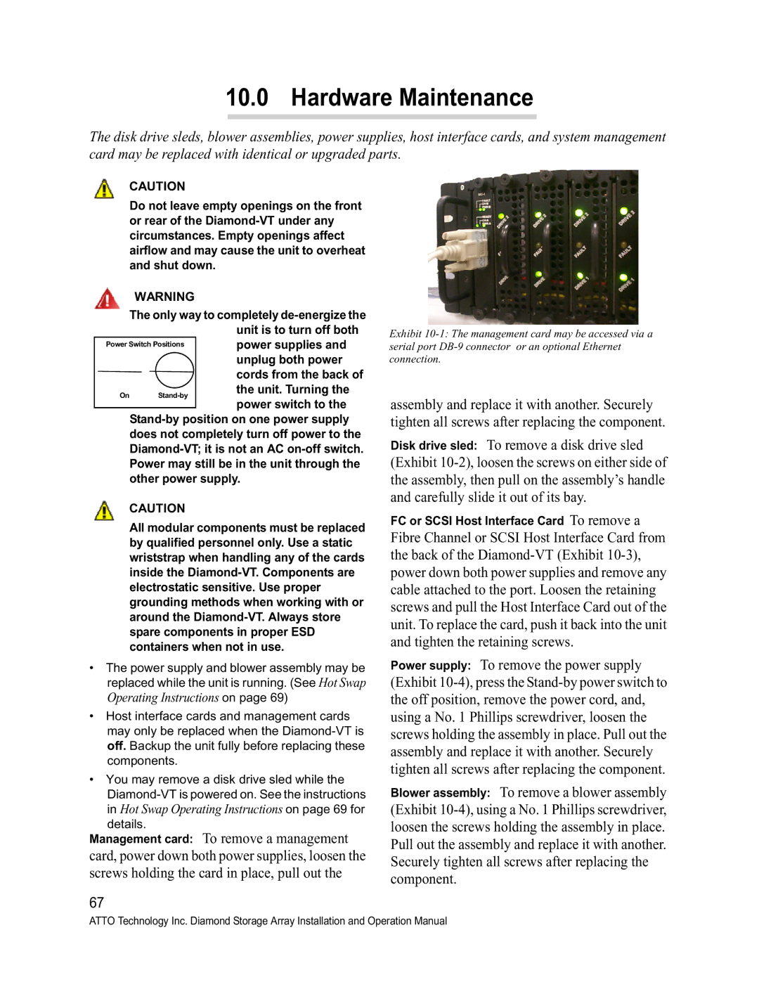 ATTO Technology VT-Class manual Hardware Maintenance 