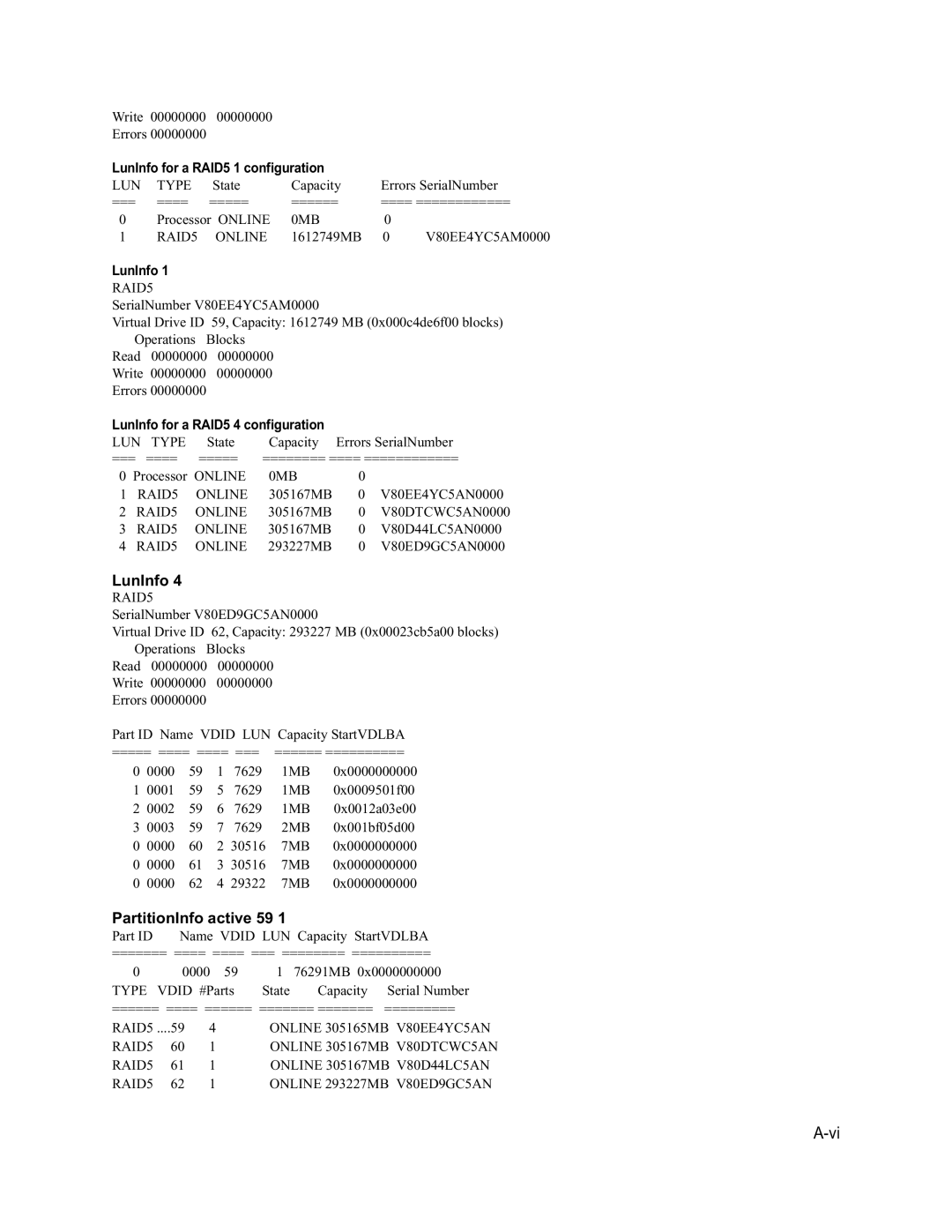 ATTO Technology VT-Class manual LunInfo, PartitionInfo active 59 