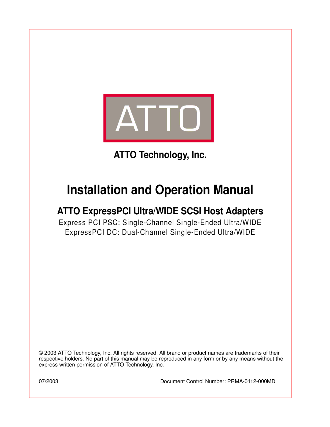 ATTO Technology operation manual 
