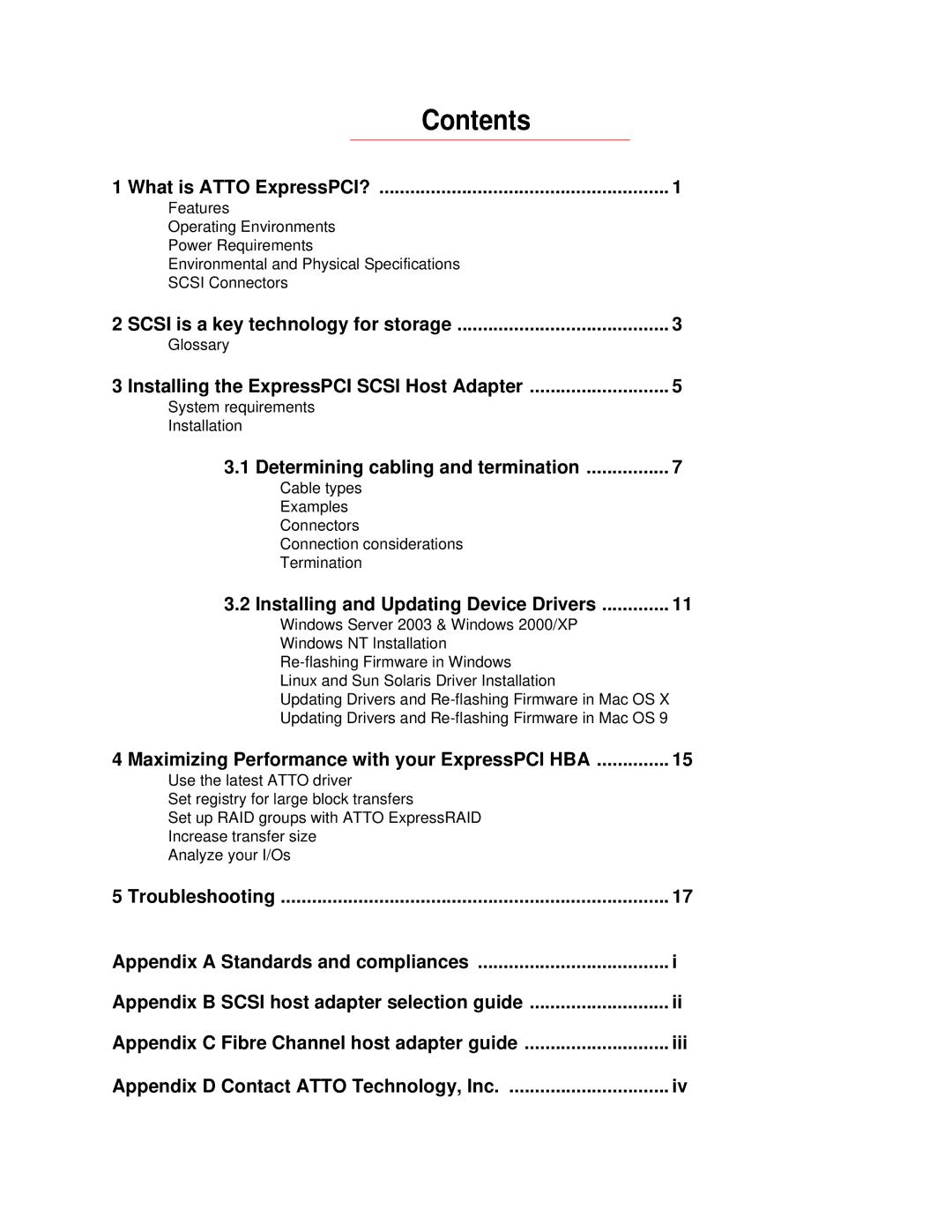 ATTO Technology operation manual Contents 