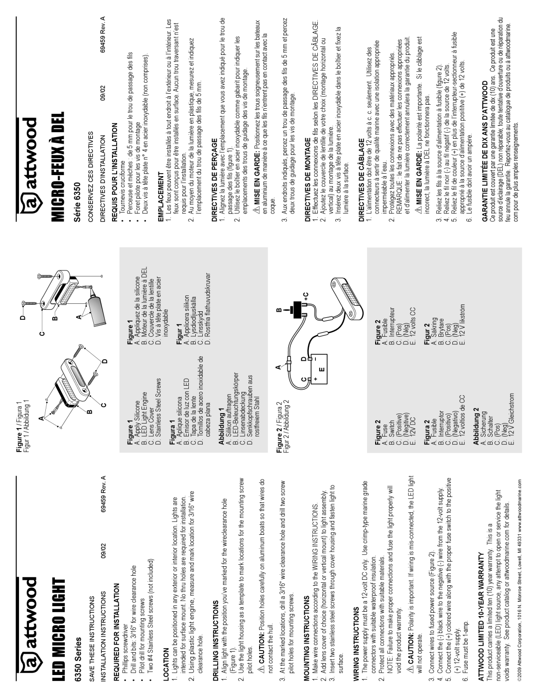 Attwood 6350 Series warranty LED Micro Light, Micro-Feux À Del, Série 