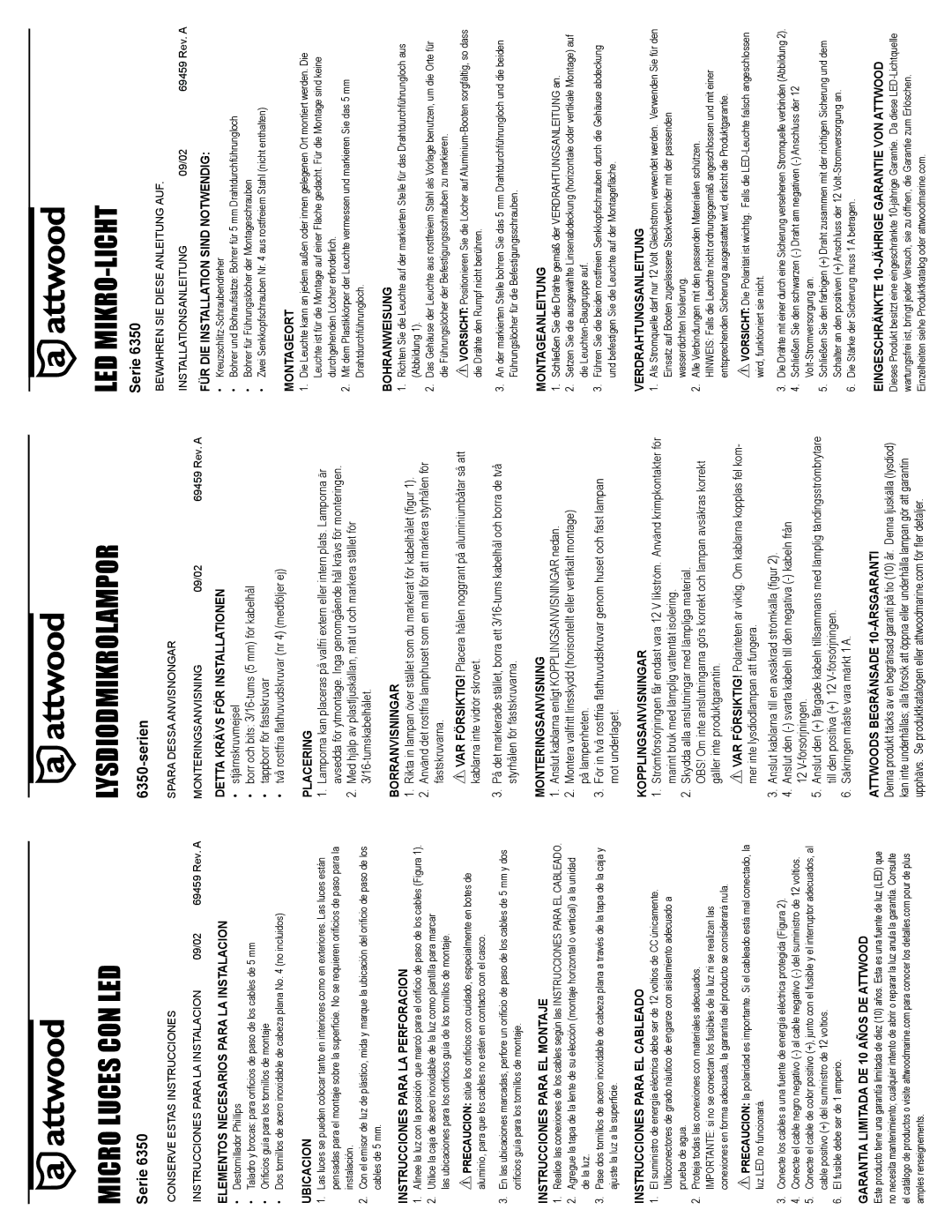 Attwood 6350 Series warranty Micro Luces CON LED, Lysdiodmikrolampor, Led Mikro-Licht, Serien 
