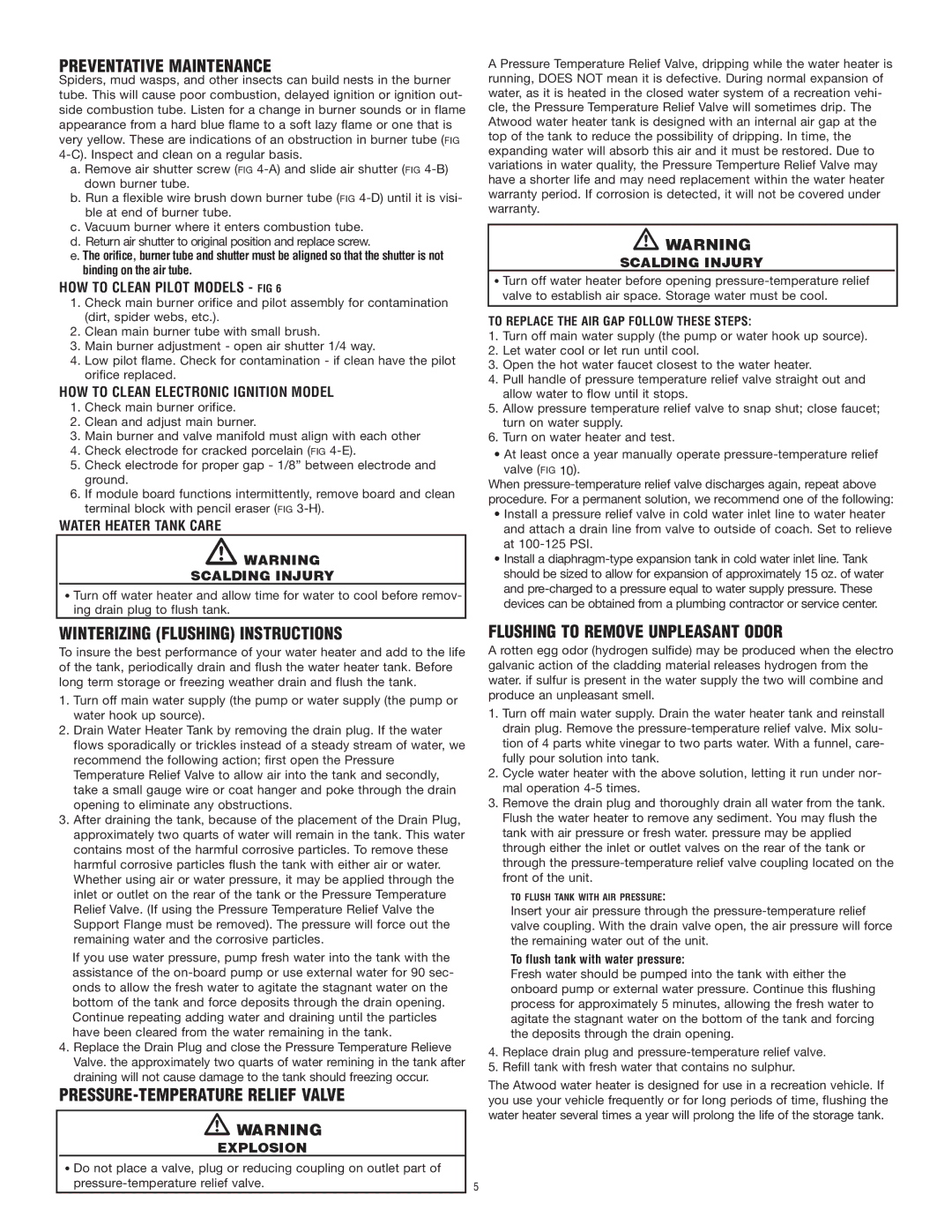 Atwood Mobile Products 4-E, 10-E dimensions HOW to Clean Pilot Models FIG, HOW to Clean Electronic Ignition Model 