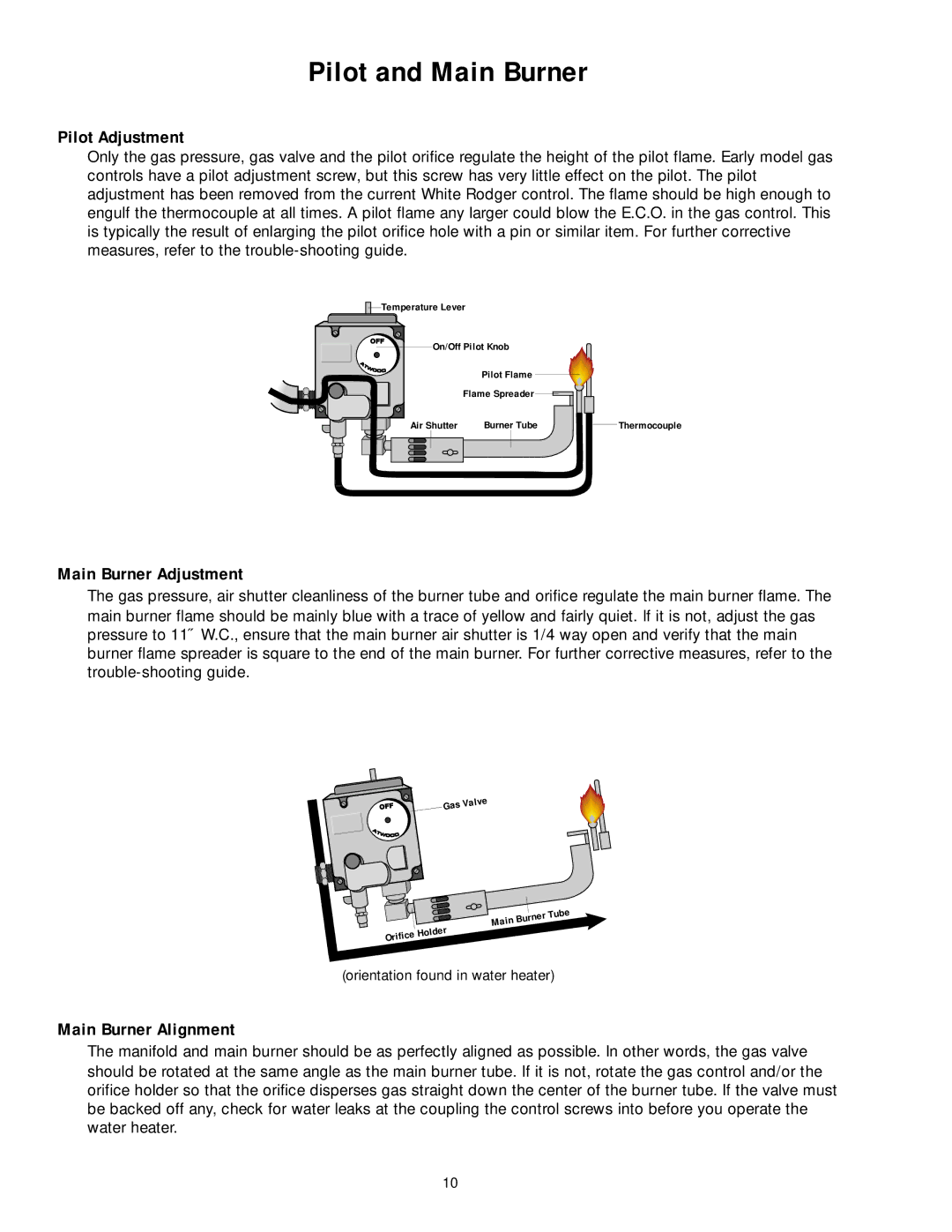 Atwood Mobile Products 94605 service manual Pilot and Main Burner, Pilot Adjustment 