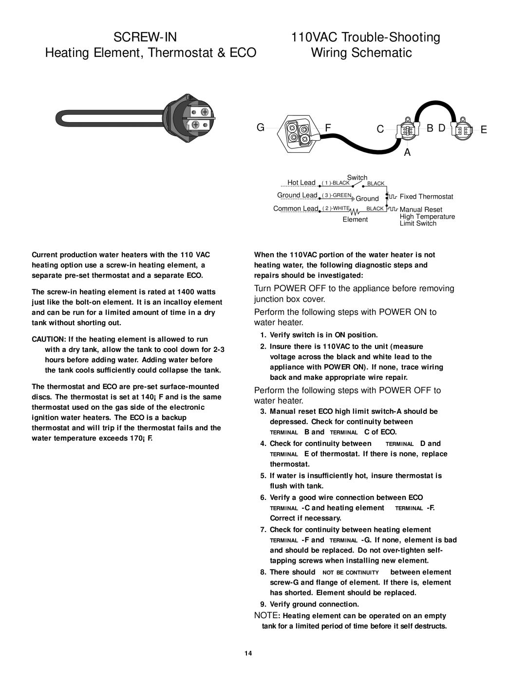 Atwood Mobile Products 94605 service manual Screw-In 