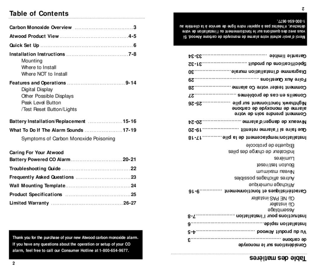 Atwood Mobile Products KN-COPP-B manual Table of Contents 