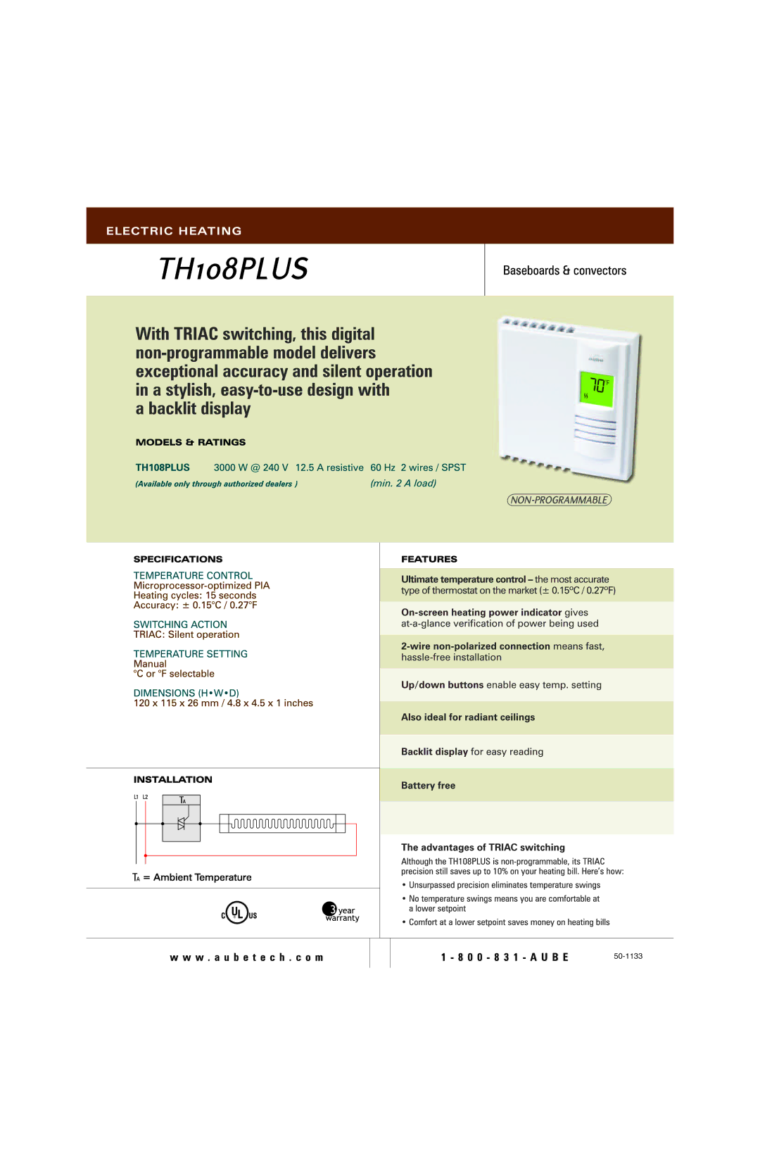 Aube Technologies 50-1133 manual 