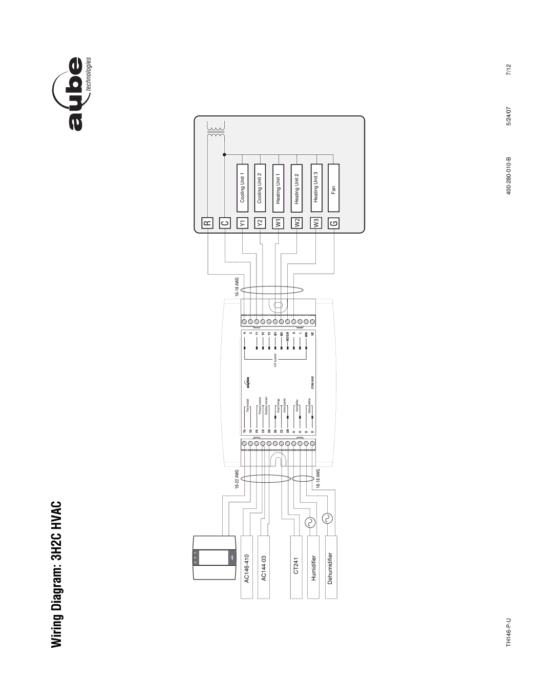 Aube Technologies TH146-P-U manual Wiring Diagram 3H2C Hvac 