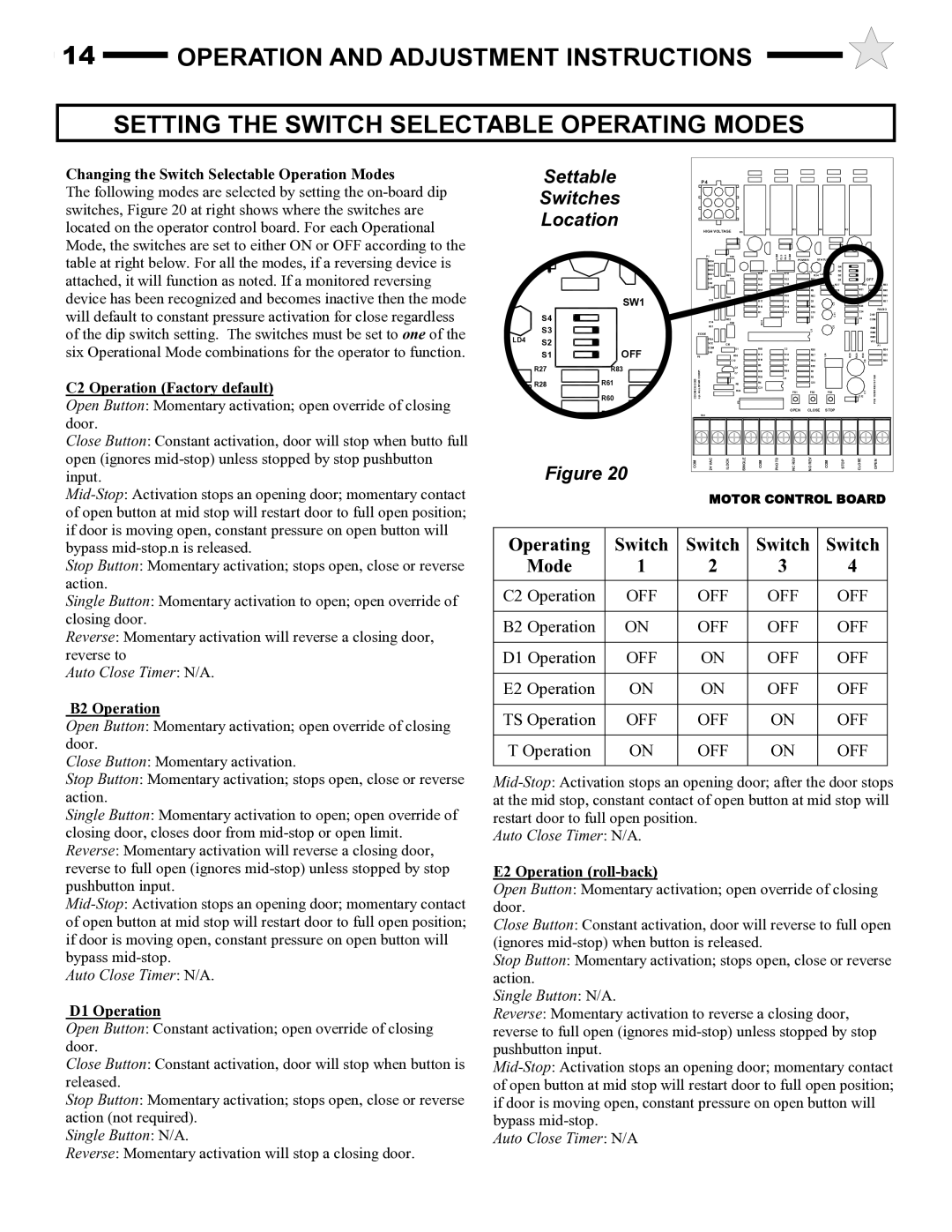 Audi AUD-S owner manual Settable Switches Location 