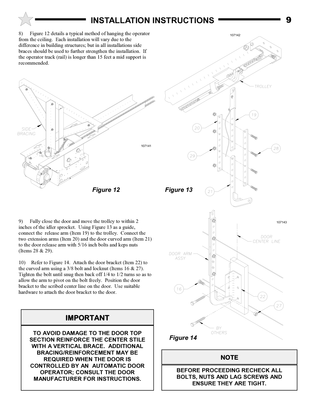 Audi AUD-S owner manual Details a typical method of hanging the operator 