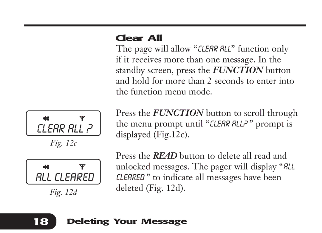 Audible Numeric Pager manual Clear ALL ?, Clear All 