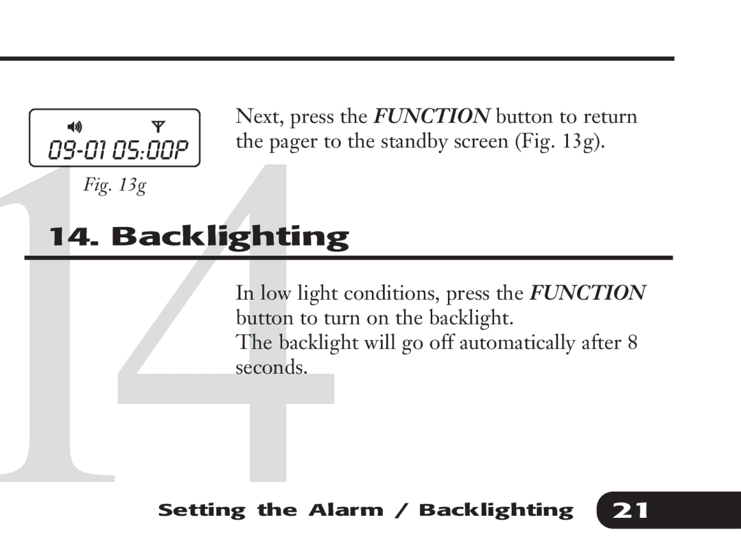 Audible Numeric Pager manual Backlighting 