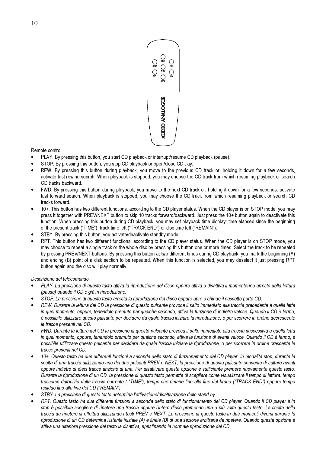 Audio Analogue SRL 192, 24 owner manual 