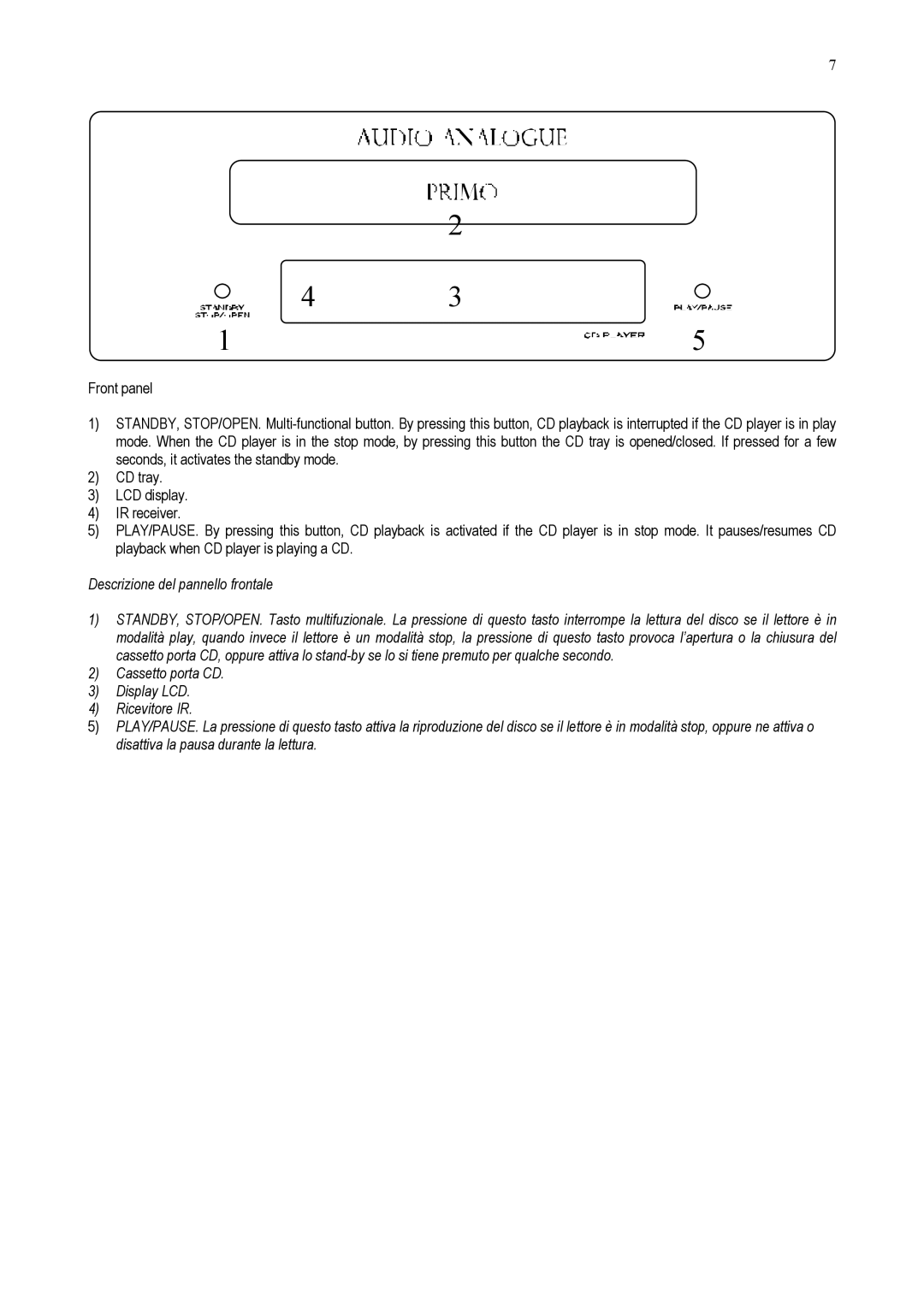 Audio Analogue SRL CDP 2.0 owner manual 