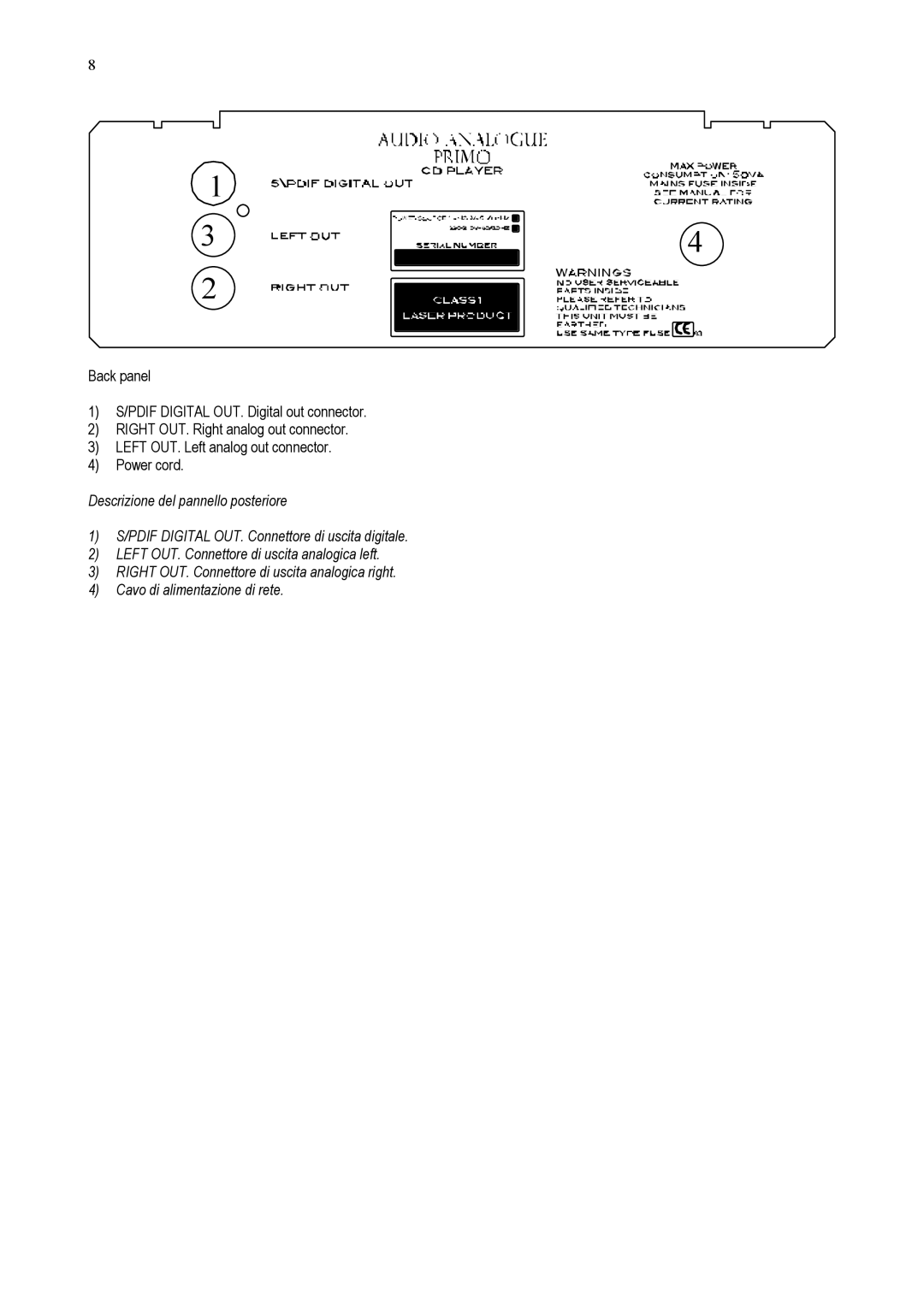 Audio Analogue SRL CDP 2.0 owner manual 