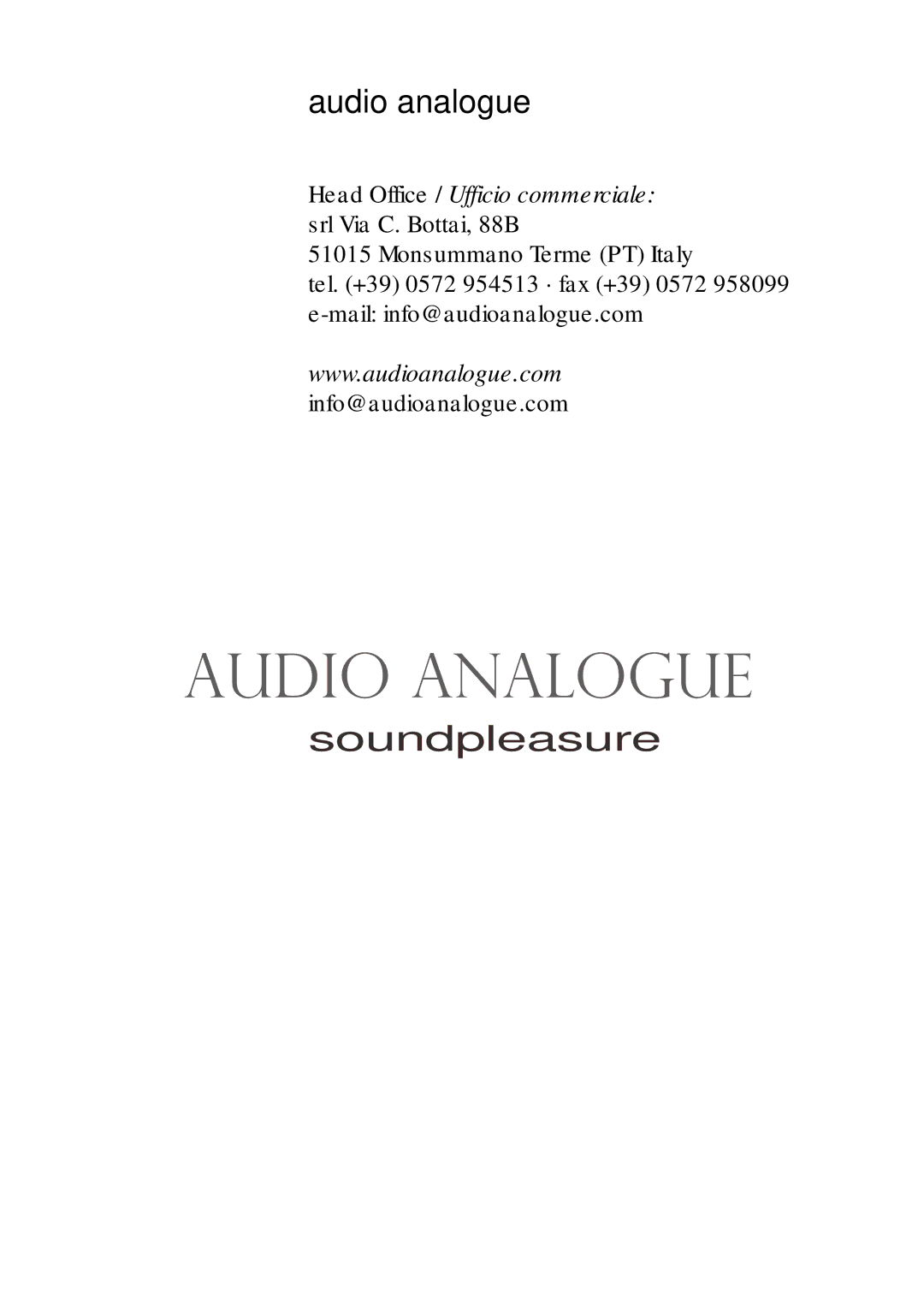 Audio Analogue SRL maestro owner manual Soundpleasure 