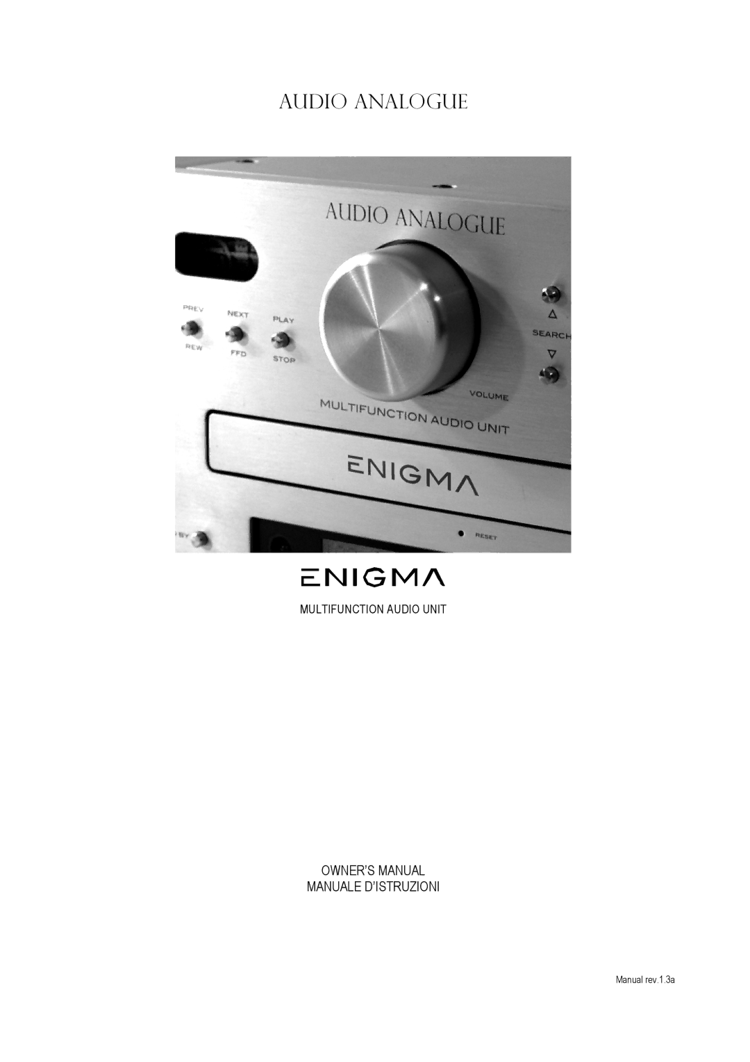 Audio Analogue SRL Multifunction Audio Unit owner manual Audio Analogue 