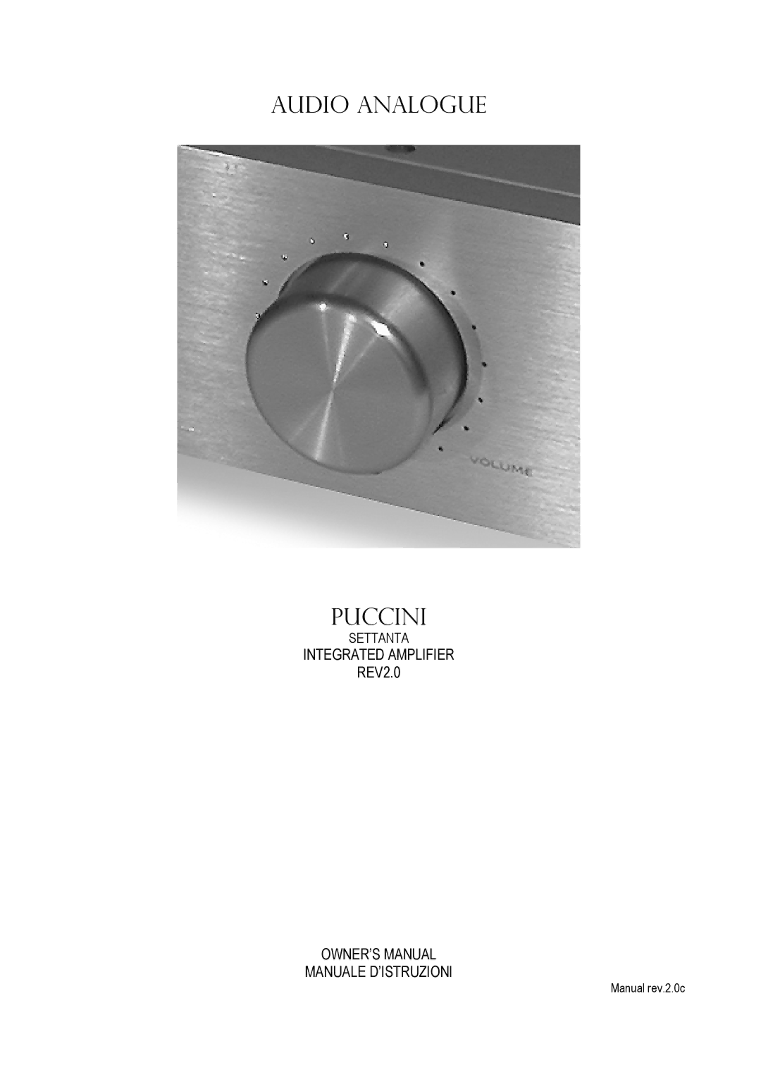 Audio Analogue SRL Puccini Settanta owner manual Audio Analogue 