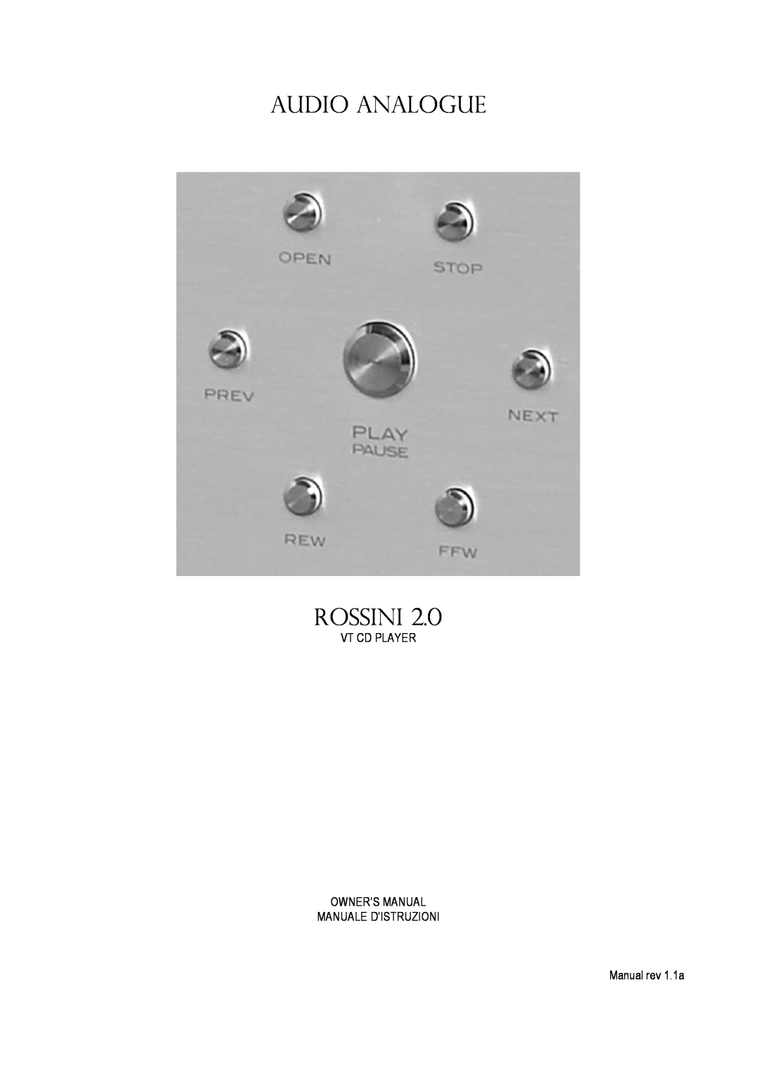 Audio Analogue SRL Rossini 2.0 owner manual Audio Analogue 