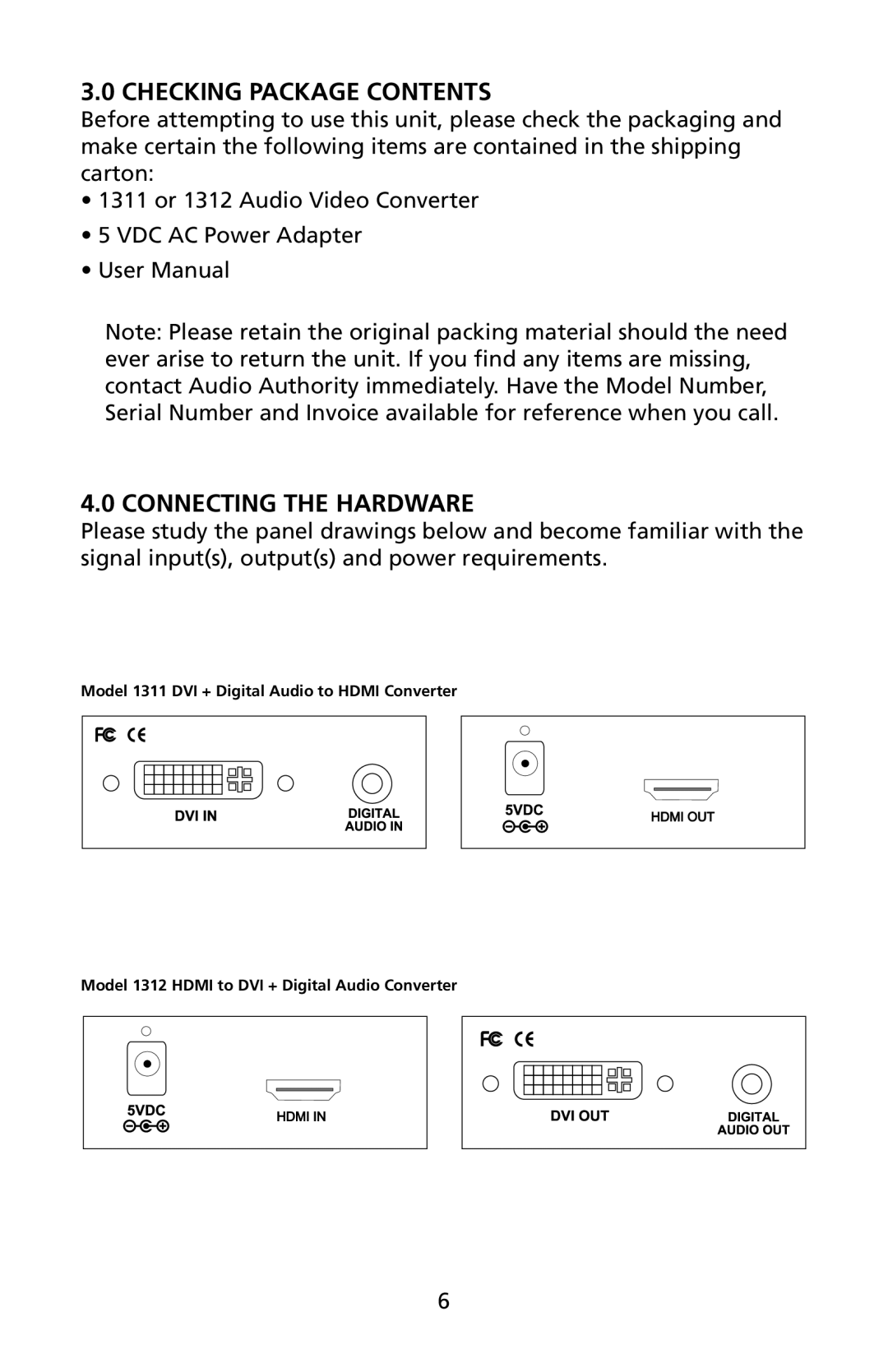 Audio Authority 1311 user manual Checking Package Contents, Connecting the Hardware 