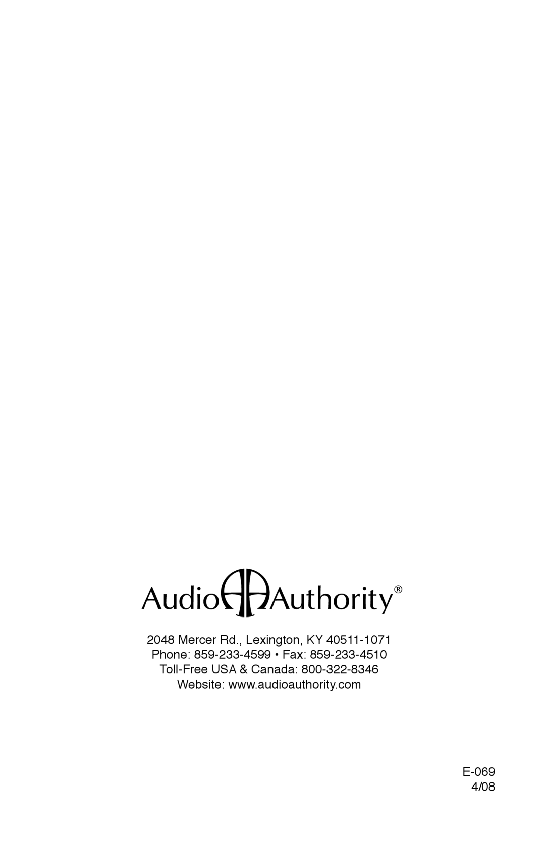 Audio Authority 1372A user manual 