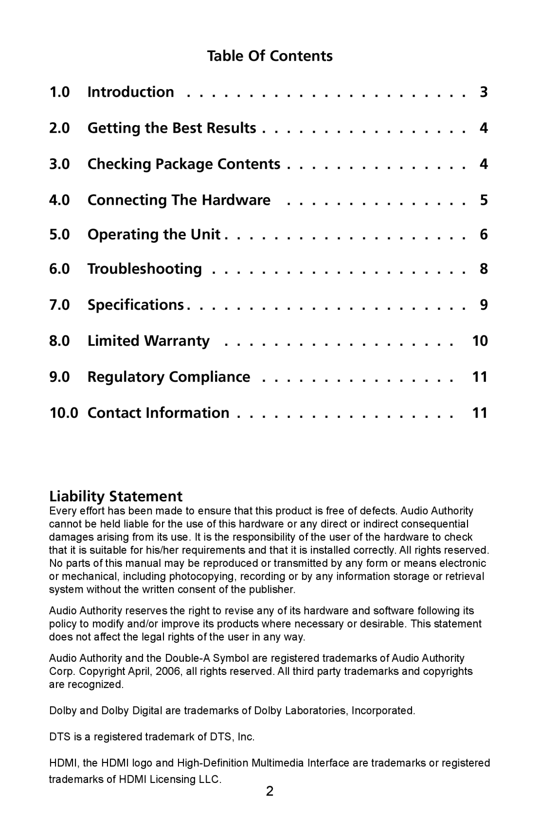 Audio Authority 1372A user manual 